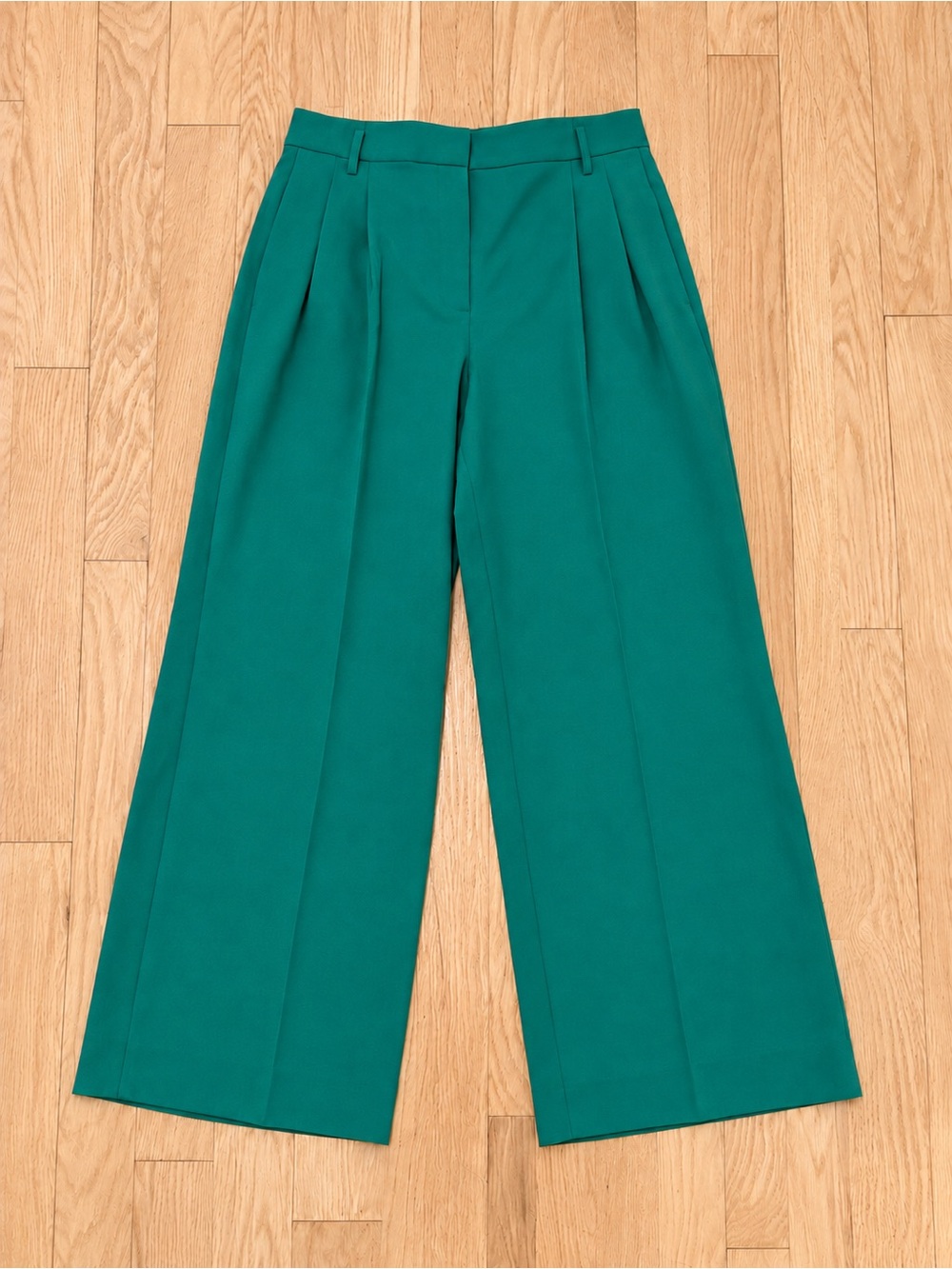 Ann Taylor Petite Pleated Wide Leg Pants Shady Glade Green 8P